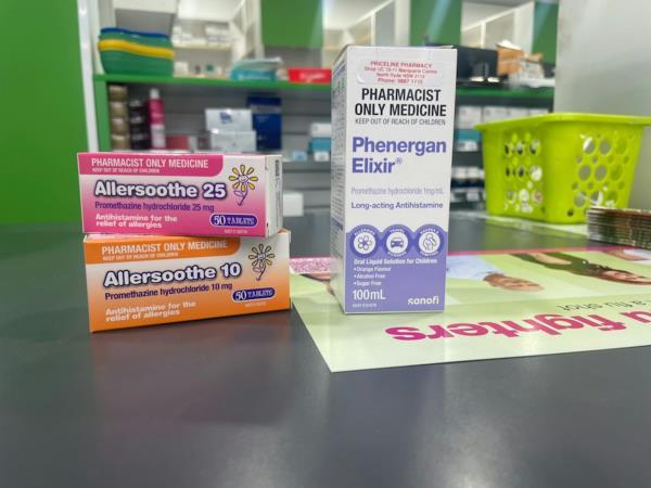 Phenergan and related products on pharmacy counter